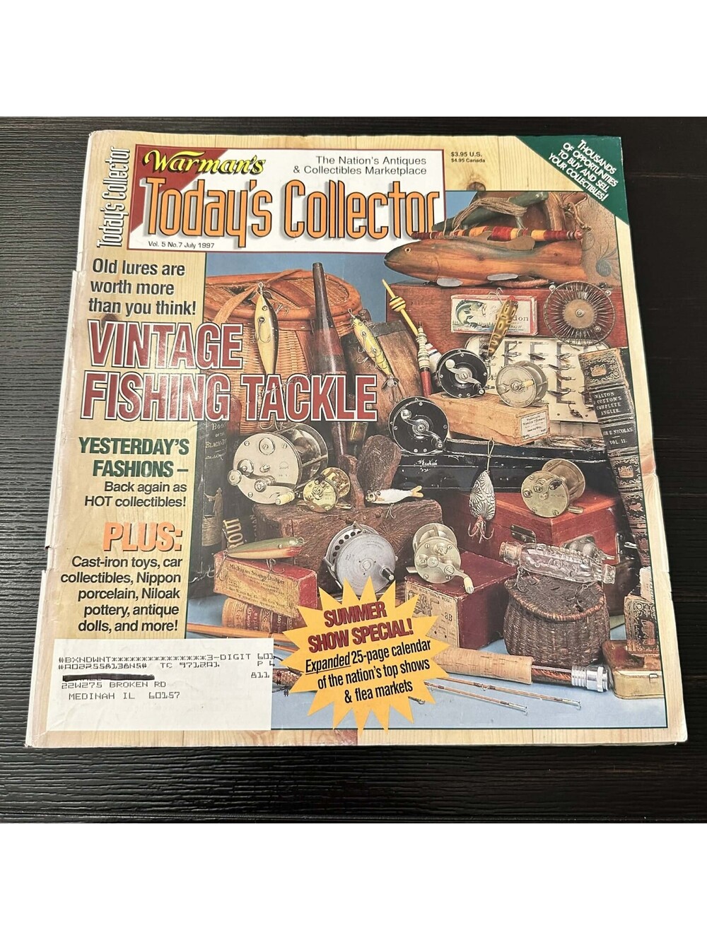 Warman’s Today’s Collector Magazine July 1997 Vintage Fishing Tackle - Good